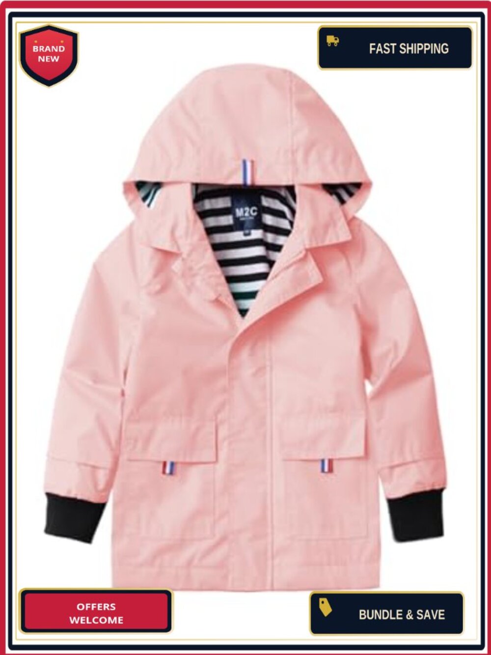 Kids Hooded Rain Jacket Cotton Lined Waterproof Windbreaker
